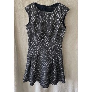 Zara Basic‎ Women's Dress Size M Fit & Flare Navy White Dot Sleeveless Stretch